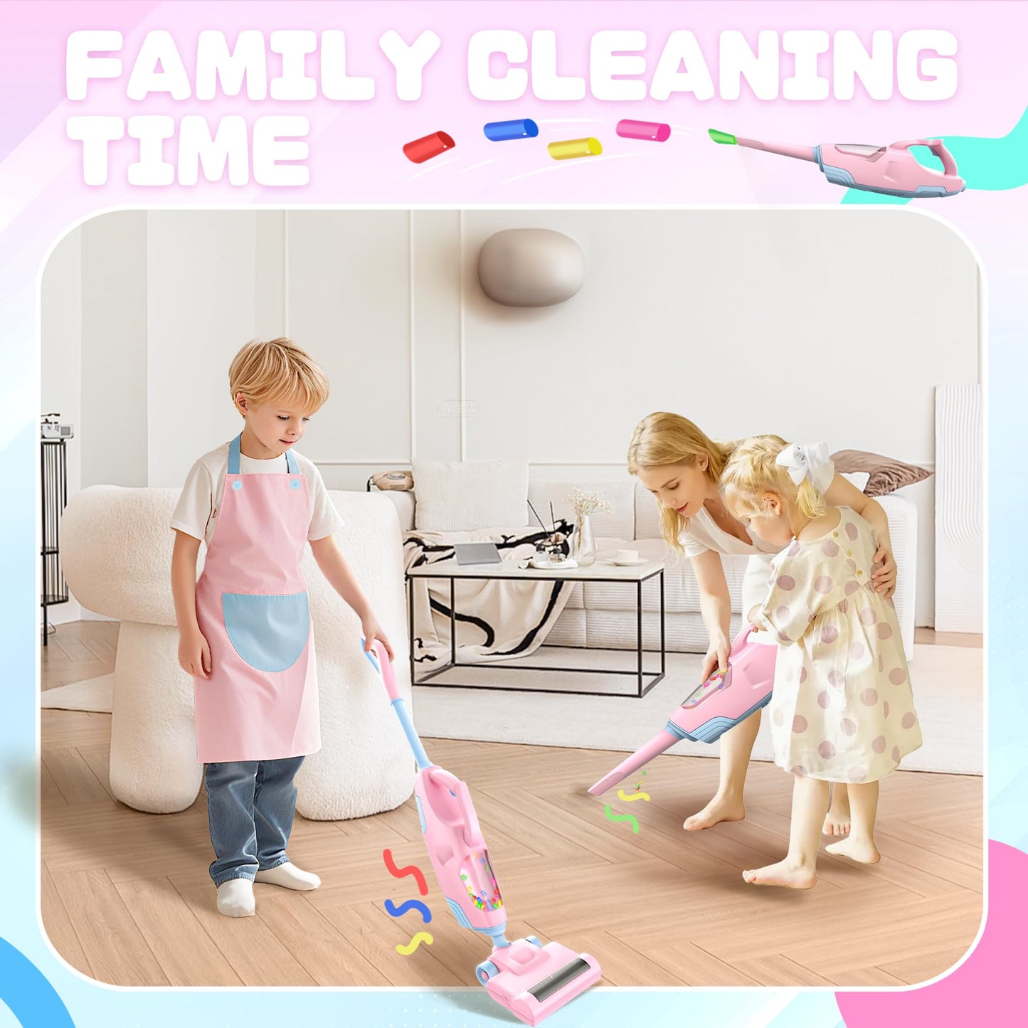 SMILESSKIDDO Kids Toy Vacuum & Piggy Bank Set - Learn Money Skills & Responsibility