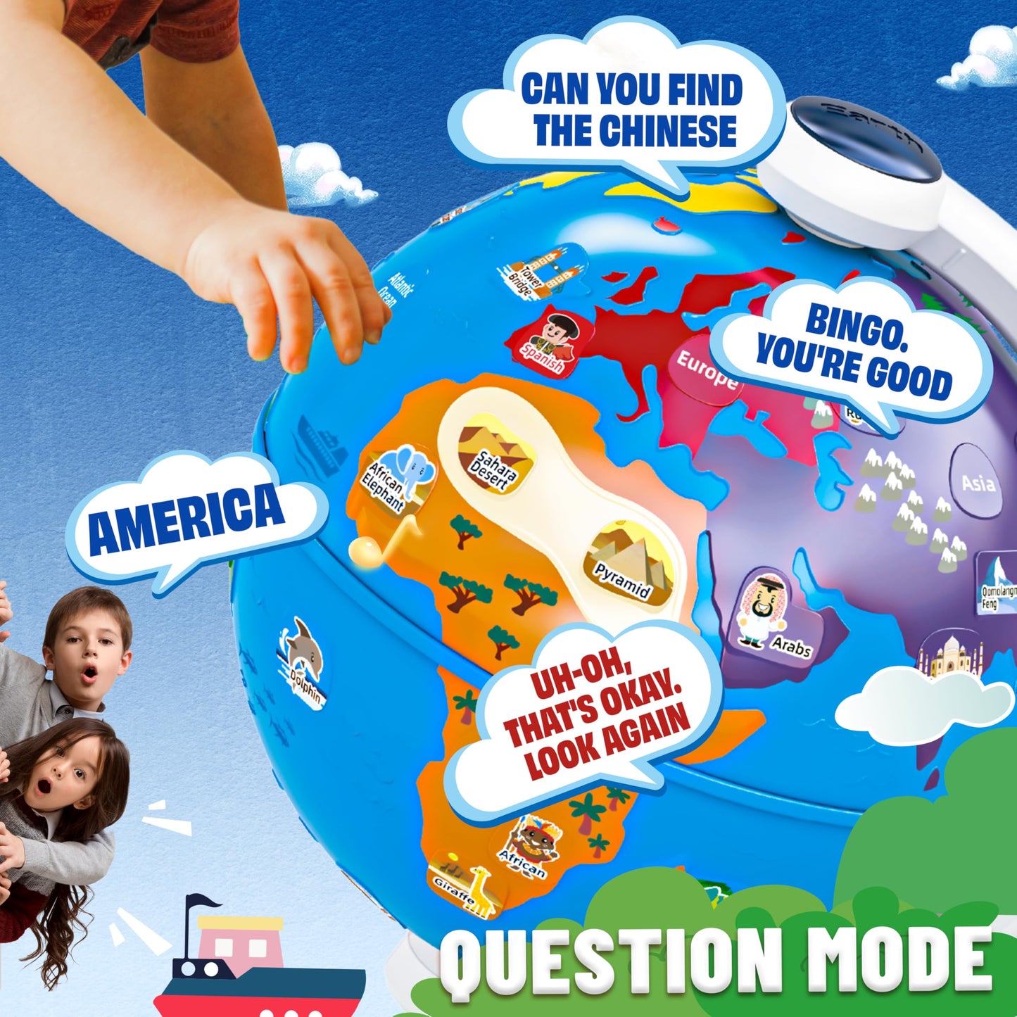 SMILESSKIDDO Globe for Kids – Interactive Learning Globe with Dynamic Lighting & Music for 2–3 Year Olds