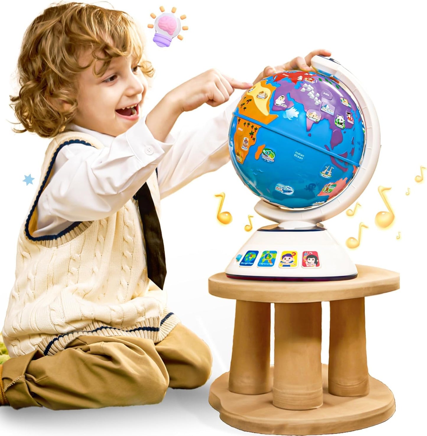 SMILESSKIDDO Globe for Kids – Interactive Learning Globe with Dynamic Lighting & Music for 2–3 Year Olds