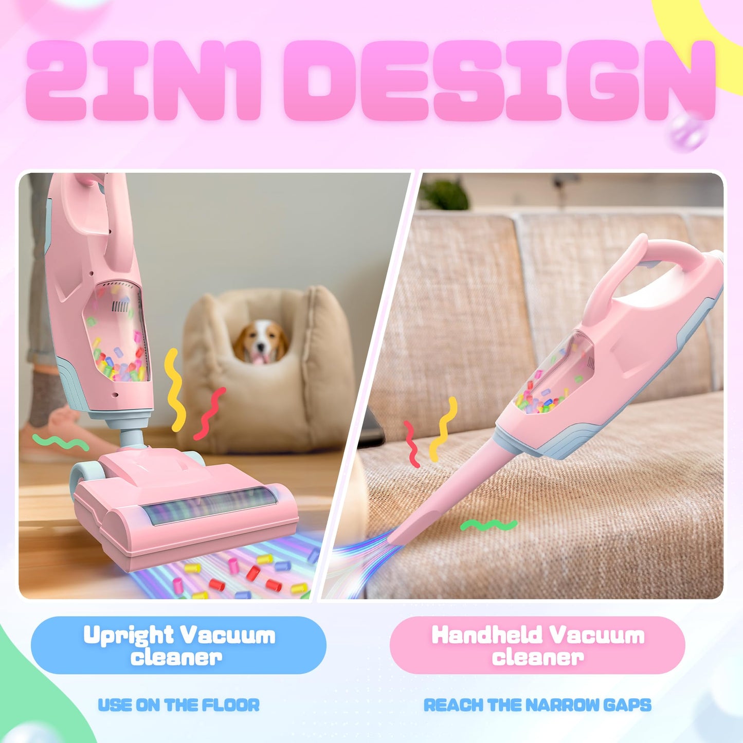 SMILESSKIDDO Kids Toy Vacuum & Piggy Bank Set - Learn Money Skills & Responsibility