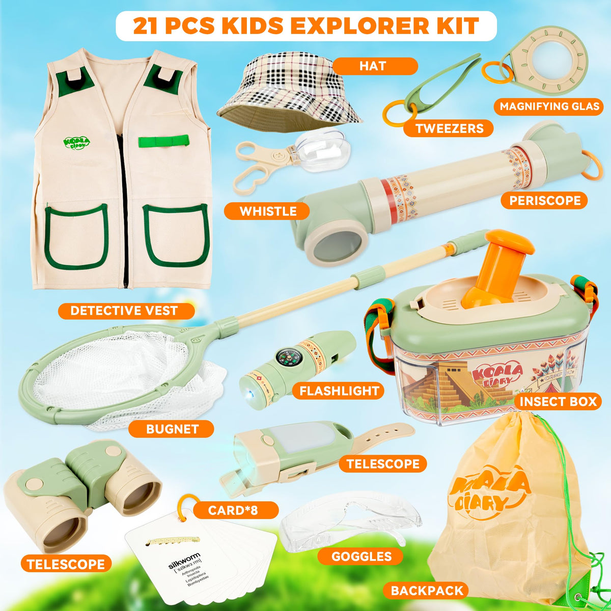 SMILESSKIDDO Kids Explorer Kit – 27 Pcs Outdoor Adventure & Bug Catching Kit