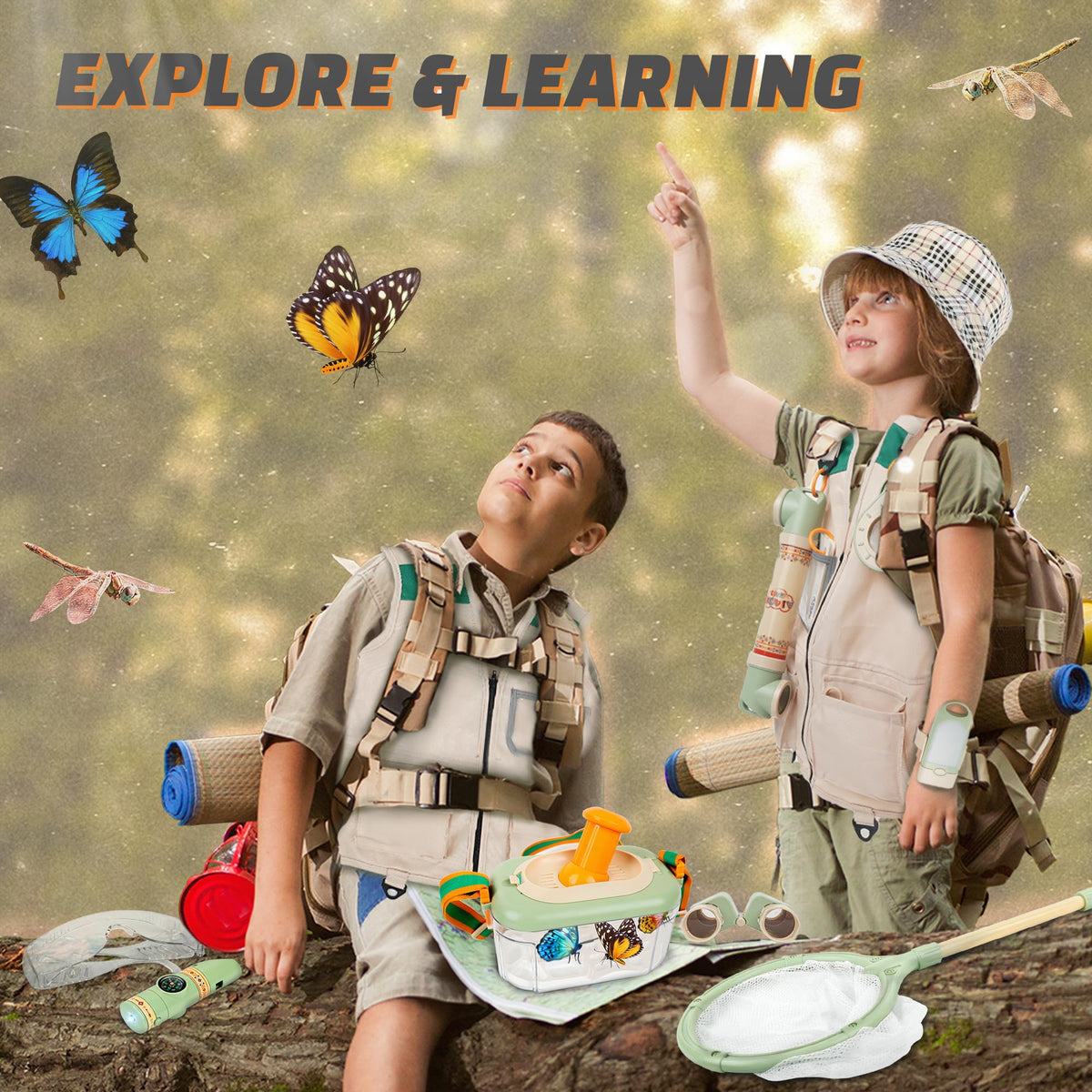 SMILESSKIDDO Kids Explorer Kit – 27 Pcs Outdoor Adventure & Bug Catching Kit