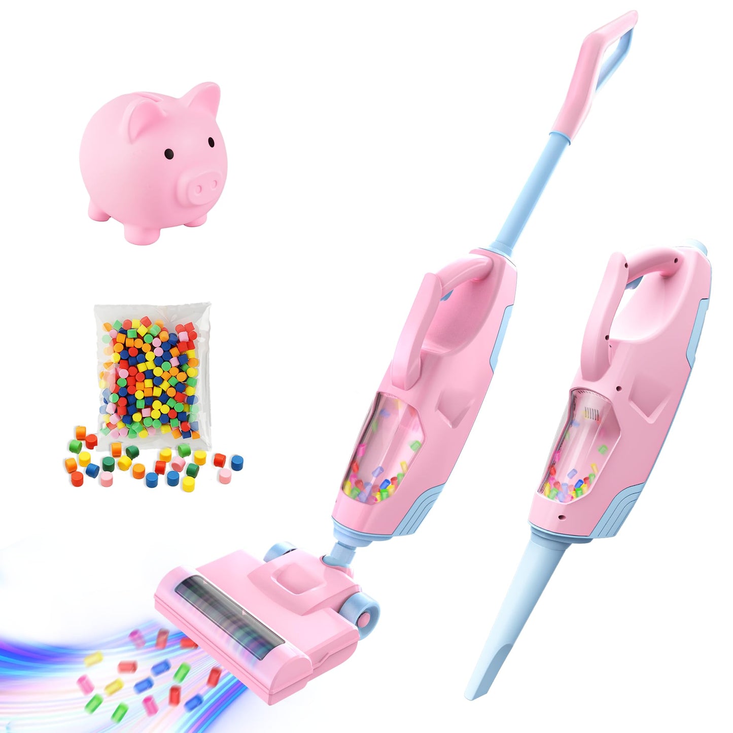 SMILESSKIDDO Kids Toy Vacuum & Piggy Bank Set - Learn Money Skills & Responsibility