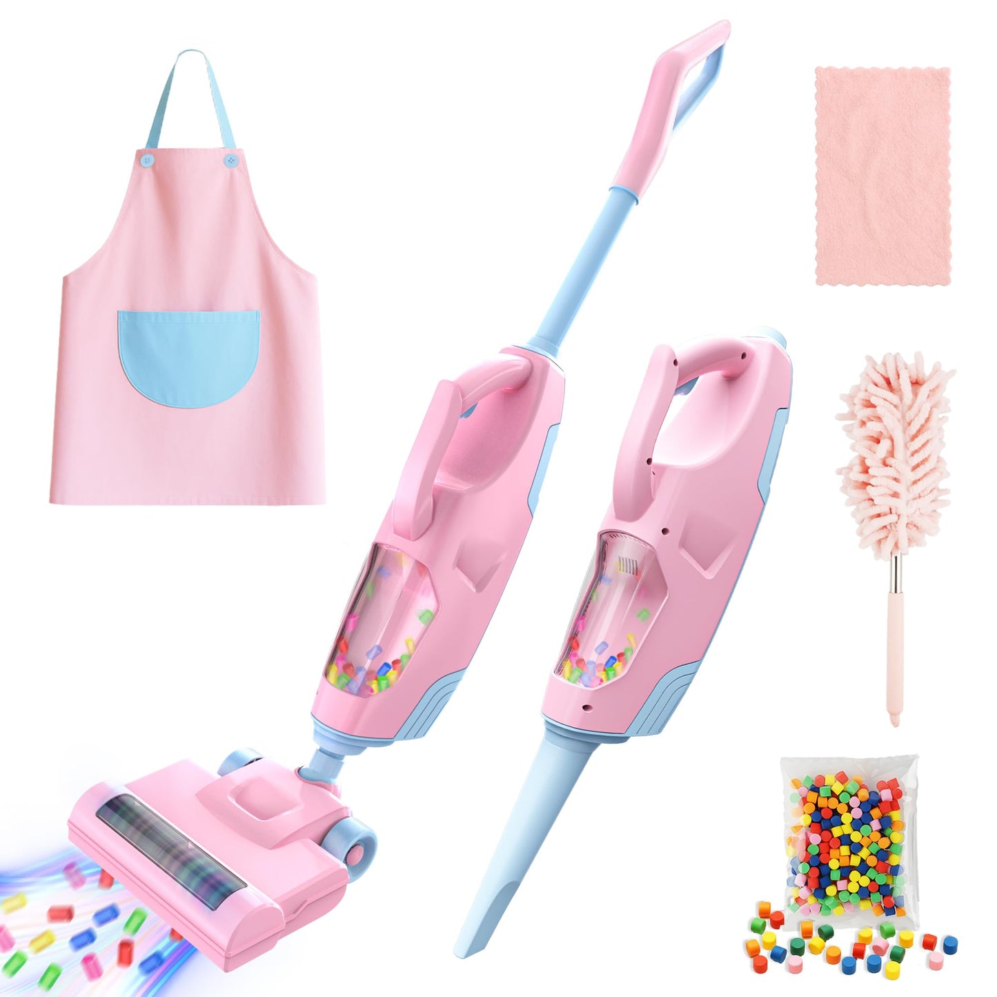 SMILESSKIDDO Kids Vacuum Toy – 2 Nozzles, 5 Accessories, Ball Popping Action