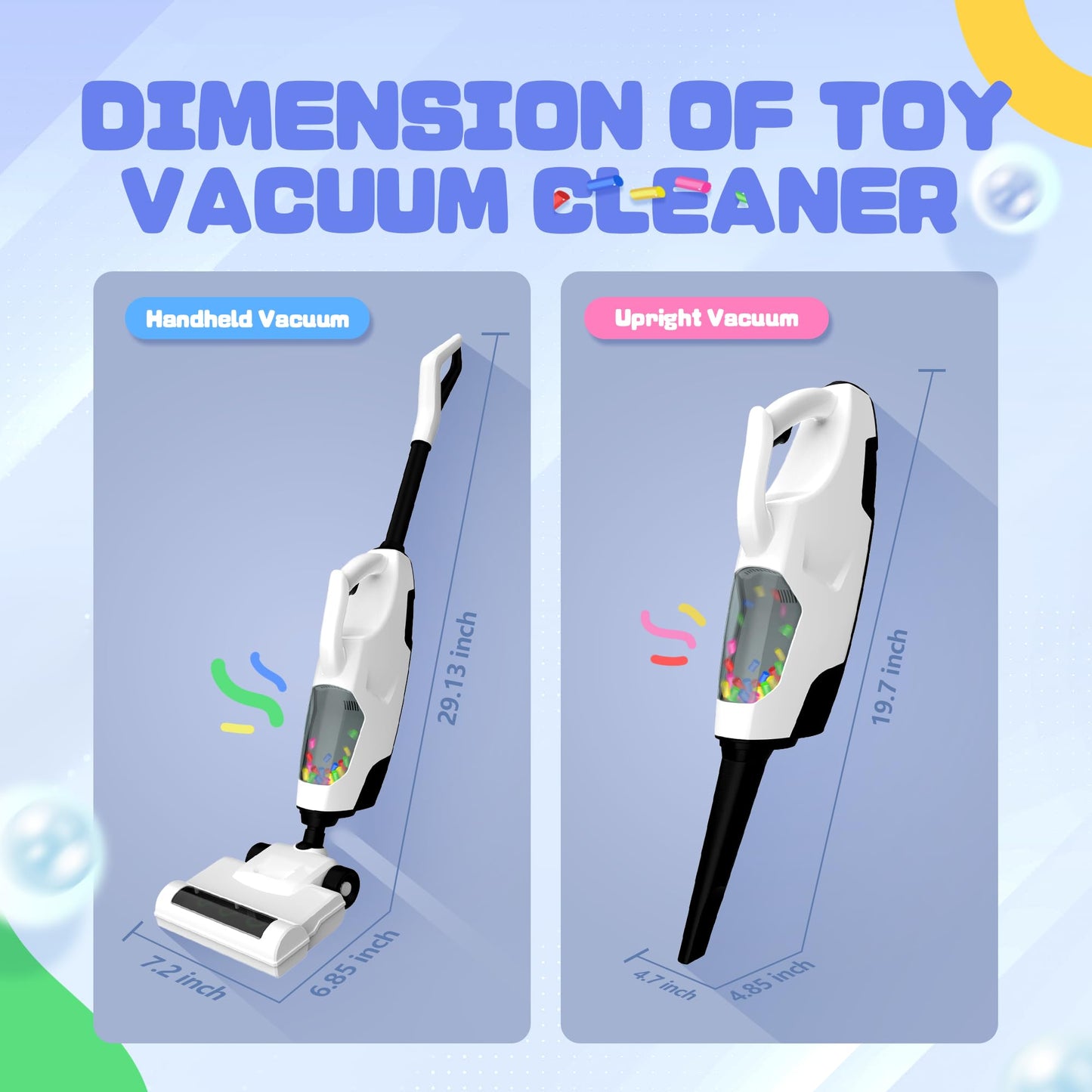 SMILESSKIDDO Kids Vacuum – Cordless Toy Vacuum with 2 Nozzles, Realistic Sounds & Ball Popping