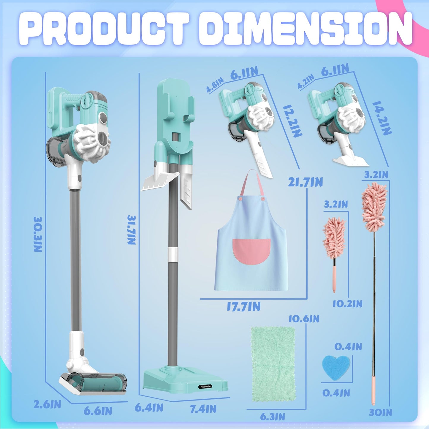 SMILESSKIDDO 3-in-1 Kids Vacuum with Real Suction | Toy Cleaning Set