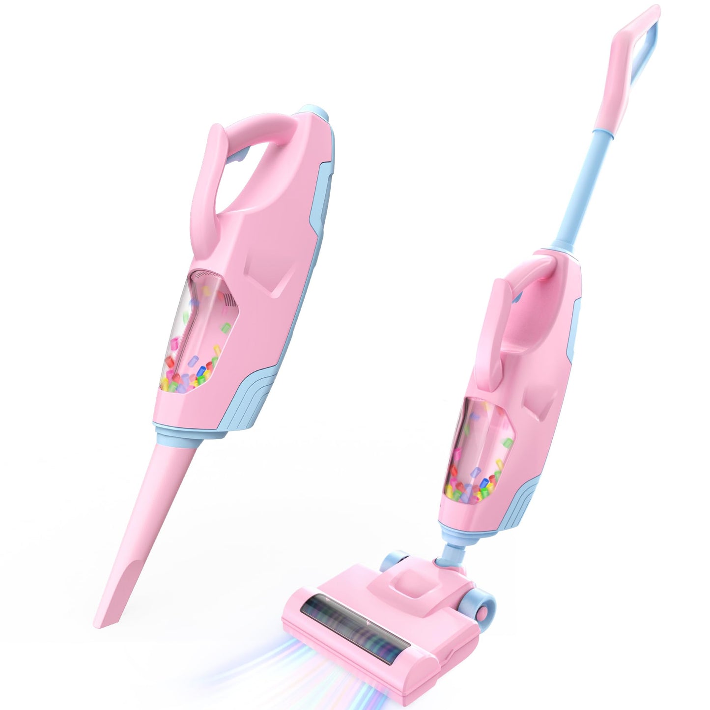SMILESSKIDDO Kids Vacuum Toy Pink - 2-Nozzle Pretend Cleaning