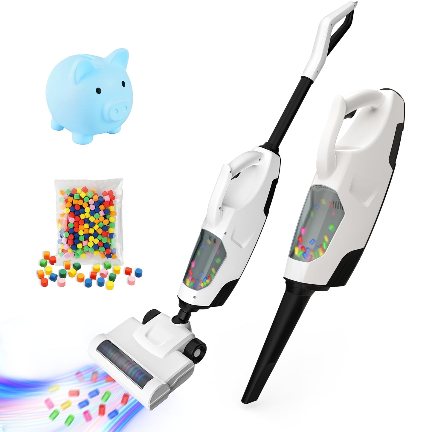 SMILESSKIDDO Kids Toy Vacuum & Piggy Bank Set – Real Working Vacuum & Save