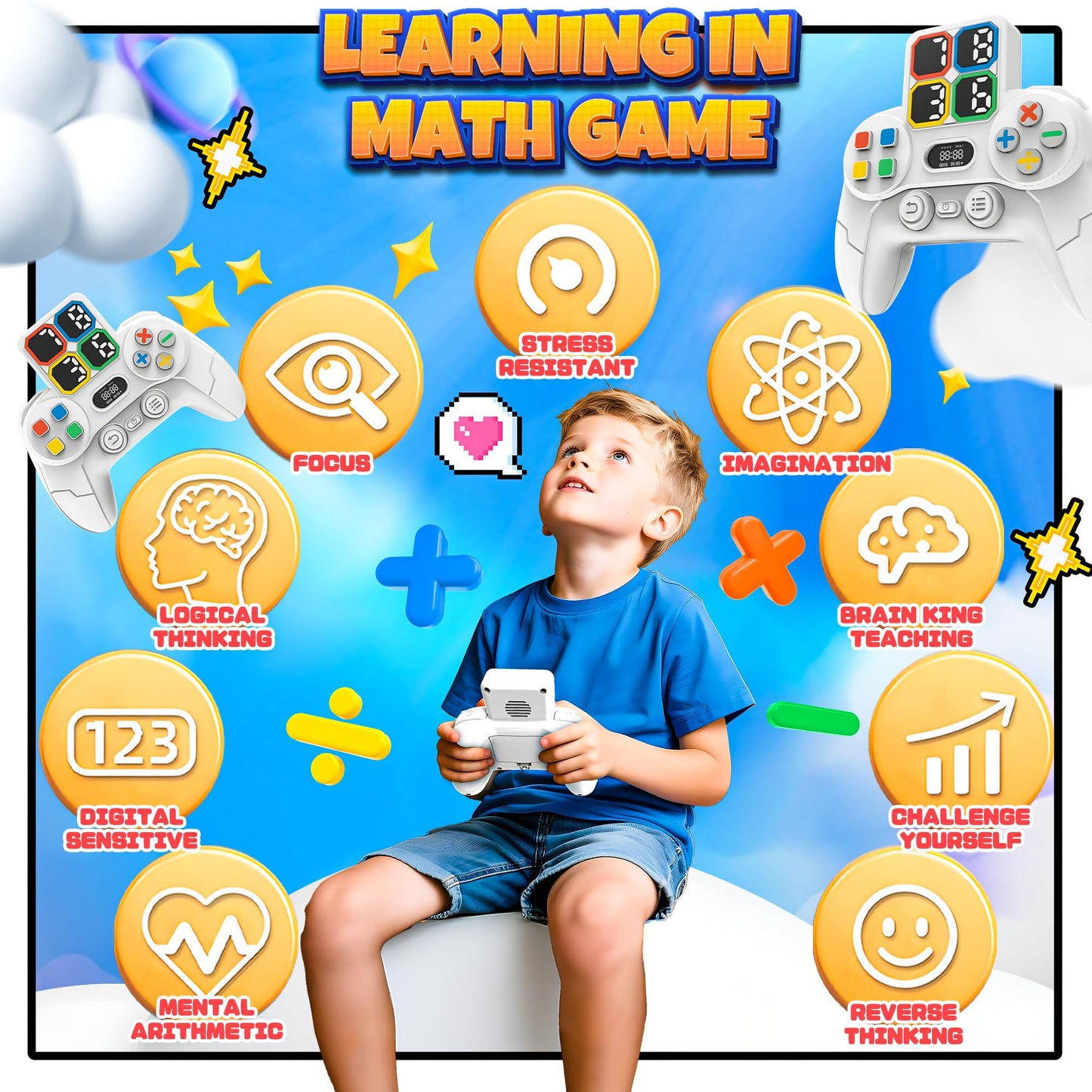 SMILESSKIDDO Math Games – Handheld Electronic Math Challenge for Kids and Teens
