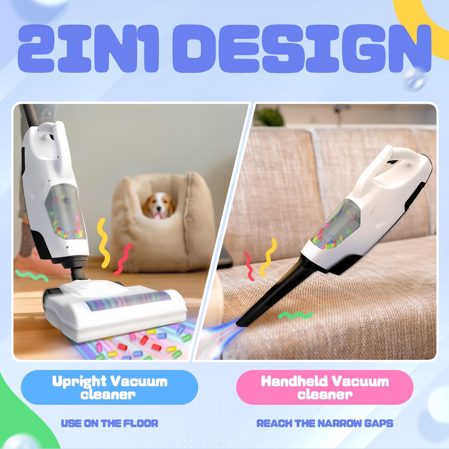 SMILESSKIDDO Kids Toy Vacuum & Piggy Bank Set – Real Working Vacuum & Save