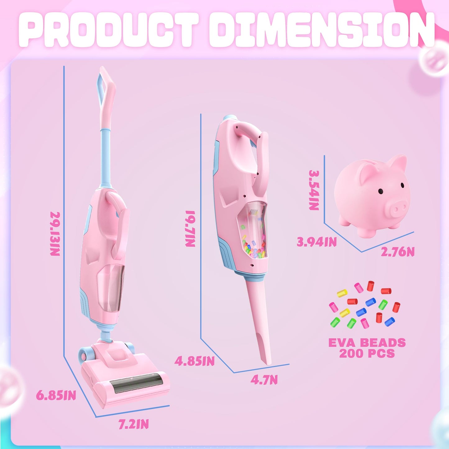 SMILESSKIDDO Kids Toy Vacuum & Piggy Bank Set - Learn Money Skills & Responsibility