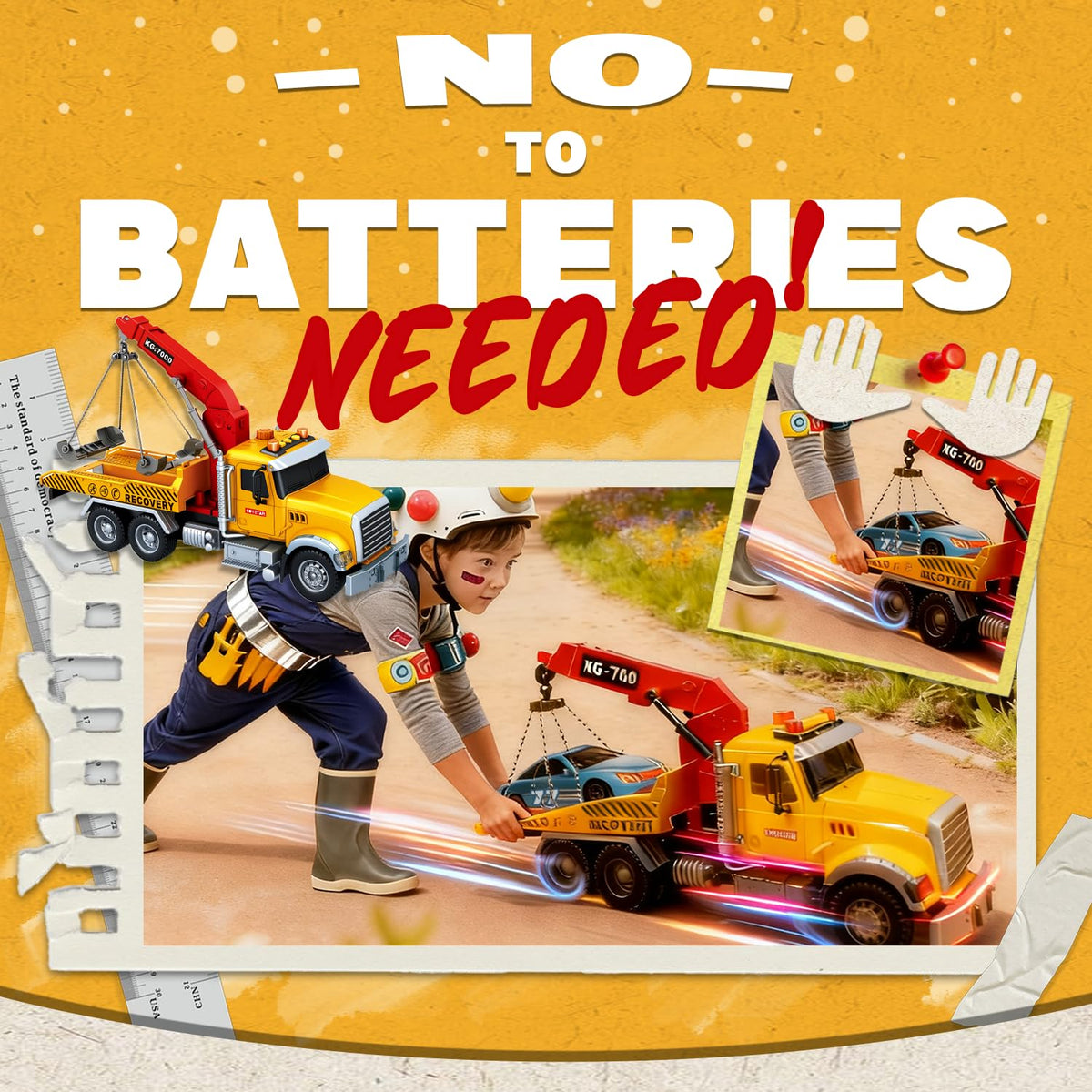 SMILESSKIDDO 1:12 Friction-Powered Tow Truck Toy with Lights & Sounds for Ages 3–6