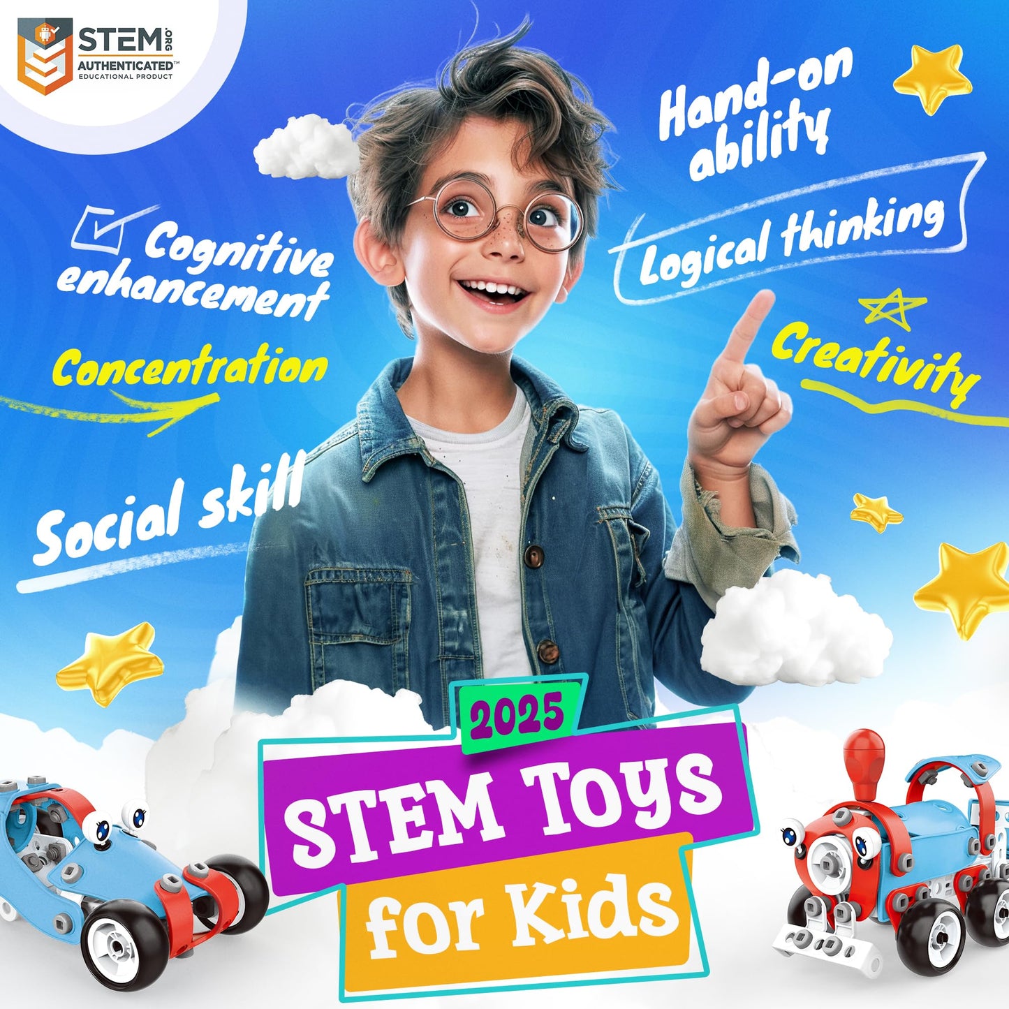 SMILESSKIDDO STEM Kits: 6-in-1 142-Piece Educational Building Blocks for Kids 5+