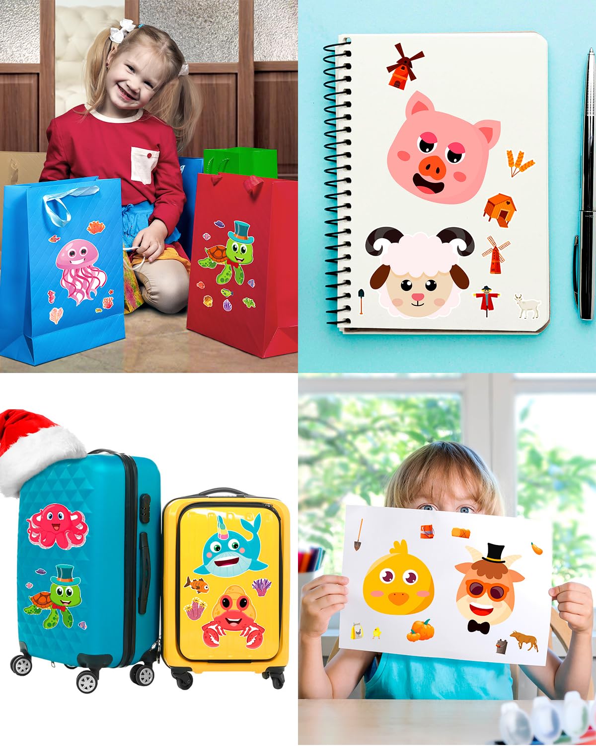 SmilinFit 36 Sheets Kids Stickers — Farm & Sea Animals for Parties, Crafts