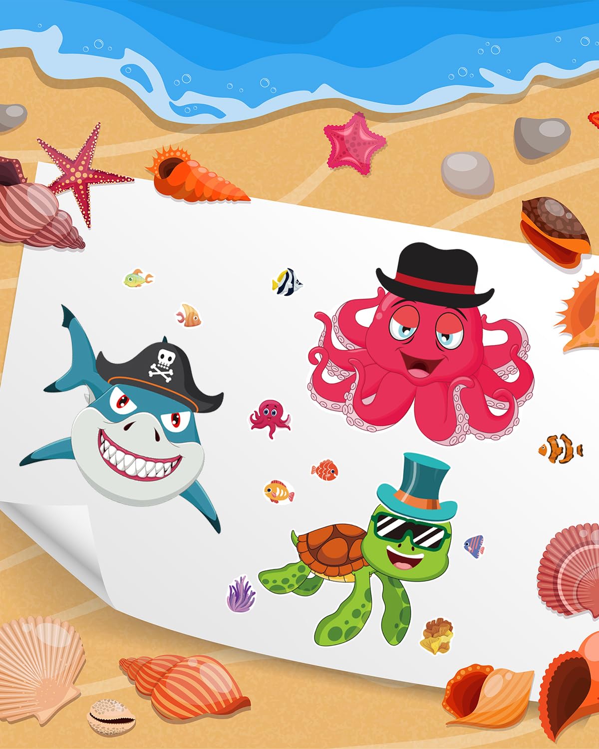 SmilinFit 36 Sheets Kids Stickers — Farm & Sea Animals for Parties, Crafts