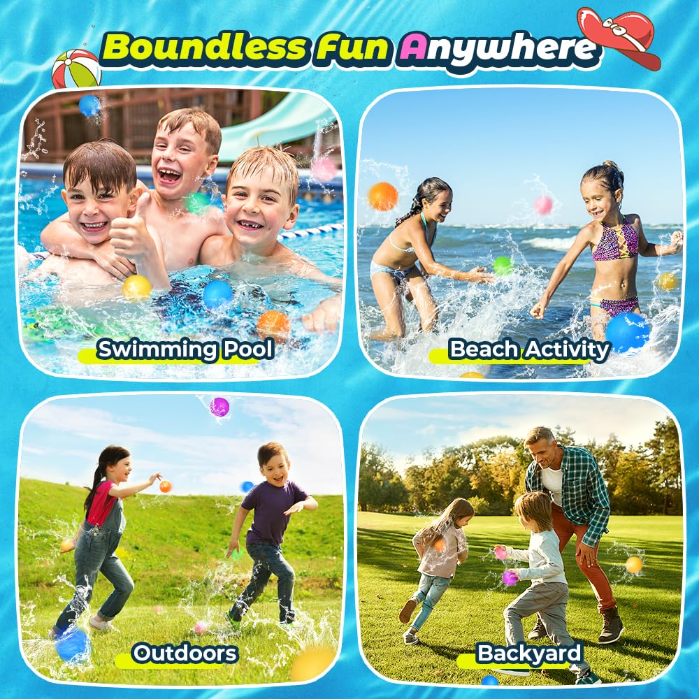 Smirodi 18Pcs Reusable Water Balloons – Safe Magnetic Quick-Fill Pool & Beach Toys for Kids 3–12