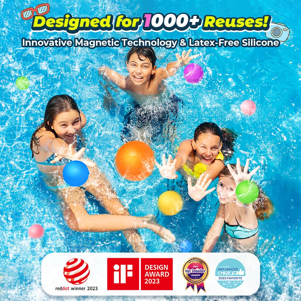 Smirodi Reusable Magnetic Water Balloons – Quick-Fill Water Bombs for Outdoor Games (8Pcs)
