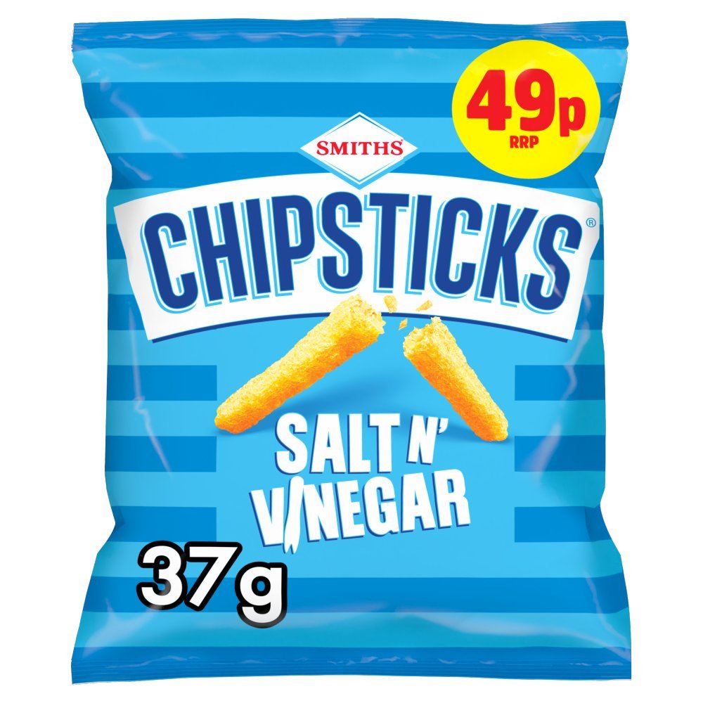 Smiths Chipsticks Salt & Vinegar Snacks Crisps 37g (Box of 30)