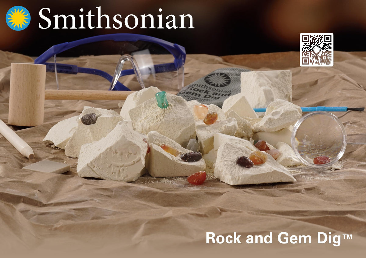Smithsonian Rock and Gem Dig, Brown — Hands-On Gemstone Exploration Kit for Ages 8+