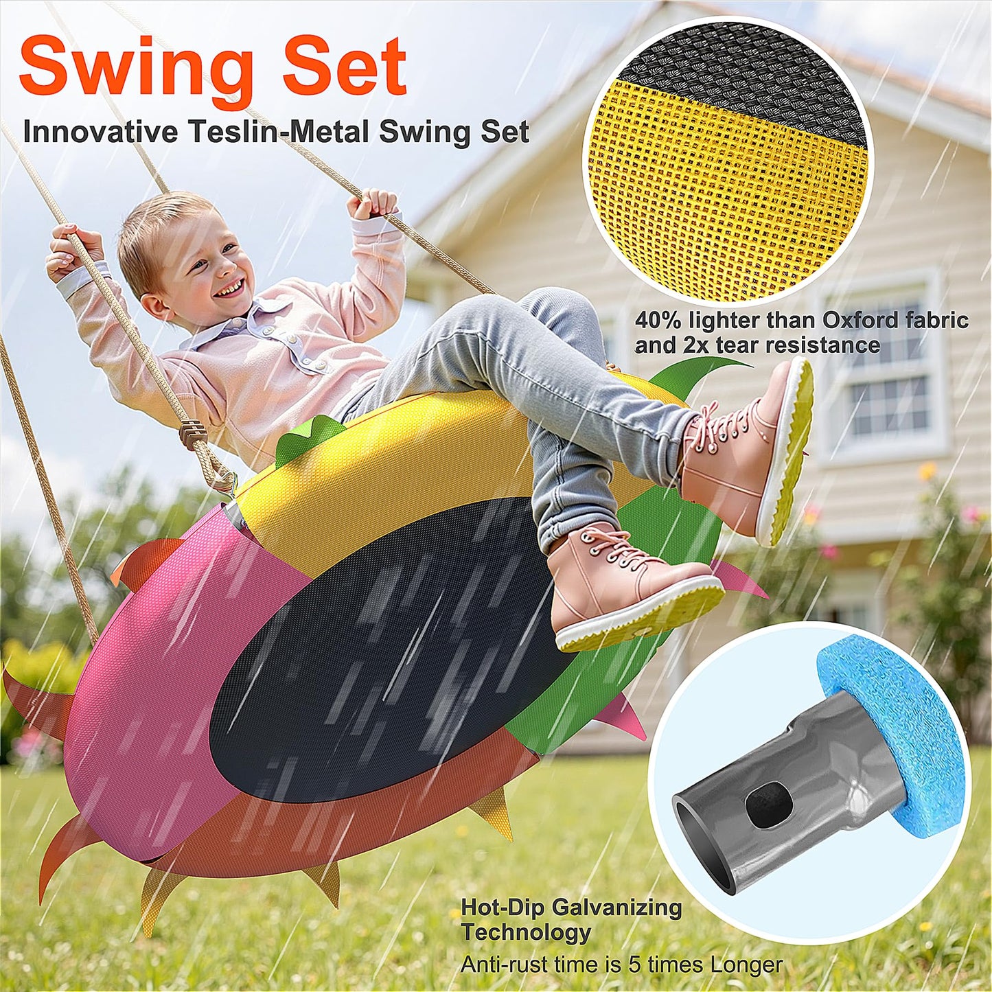 SMkidsport Saucer Swing for Kids Outdoor — 400 lb Heavy-Duty Tree Swing with Adjustable Straps