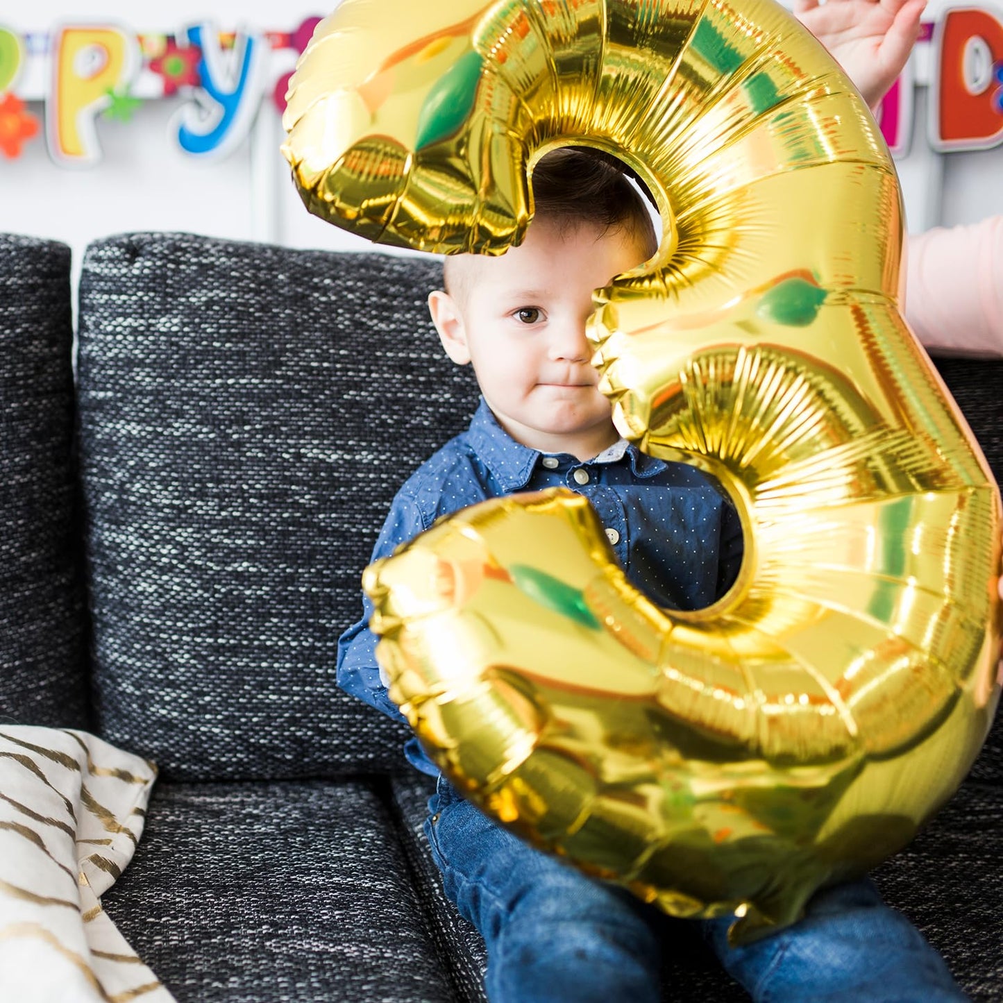Smlpuame 40-inch Gold Number 3 Balloon - Large Helium Foil Digit for Birthdays & Weddings