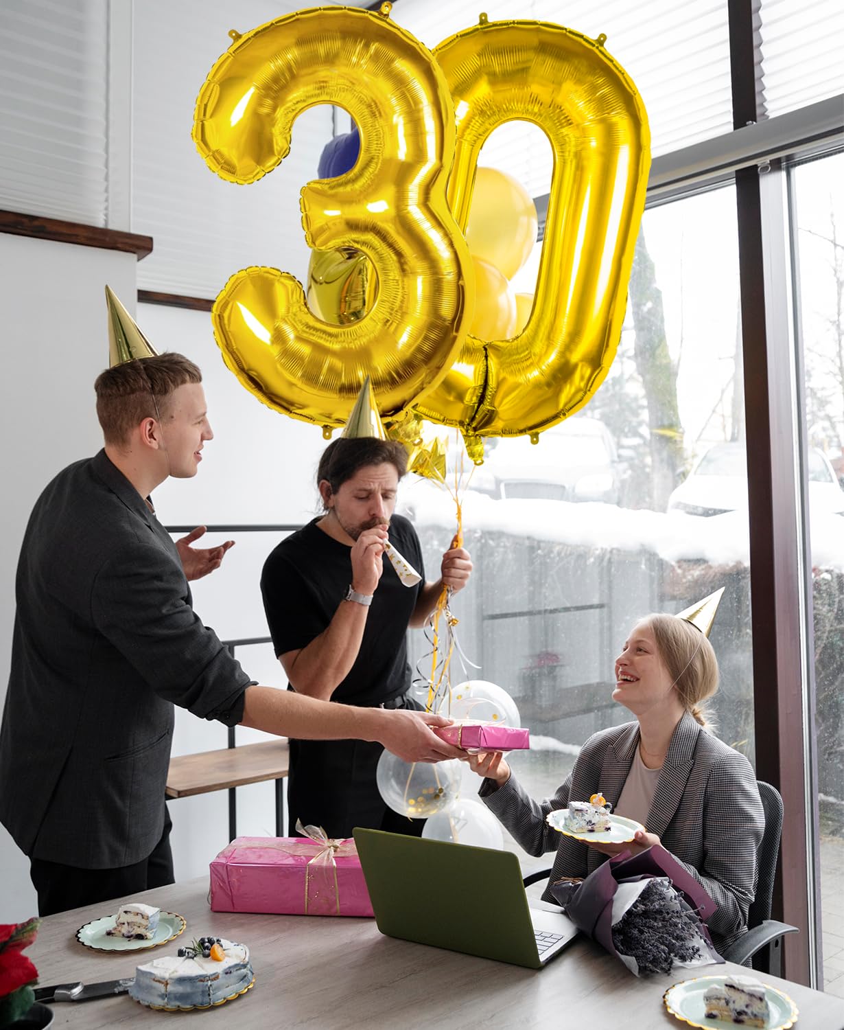 Smlpuame 40-inch Gold Number 3 Balloon - Large Helium Foil Digit for Birthdays & Weddings