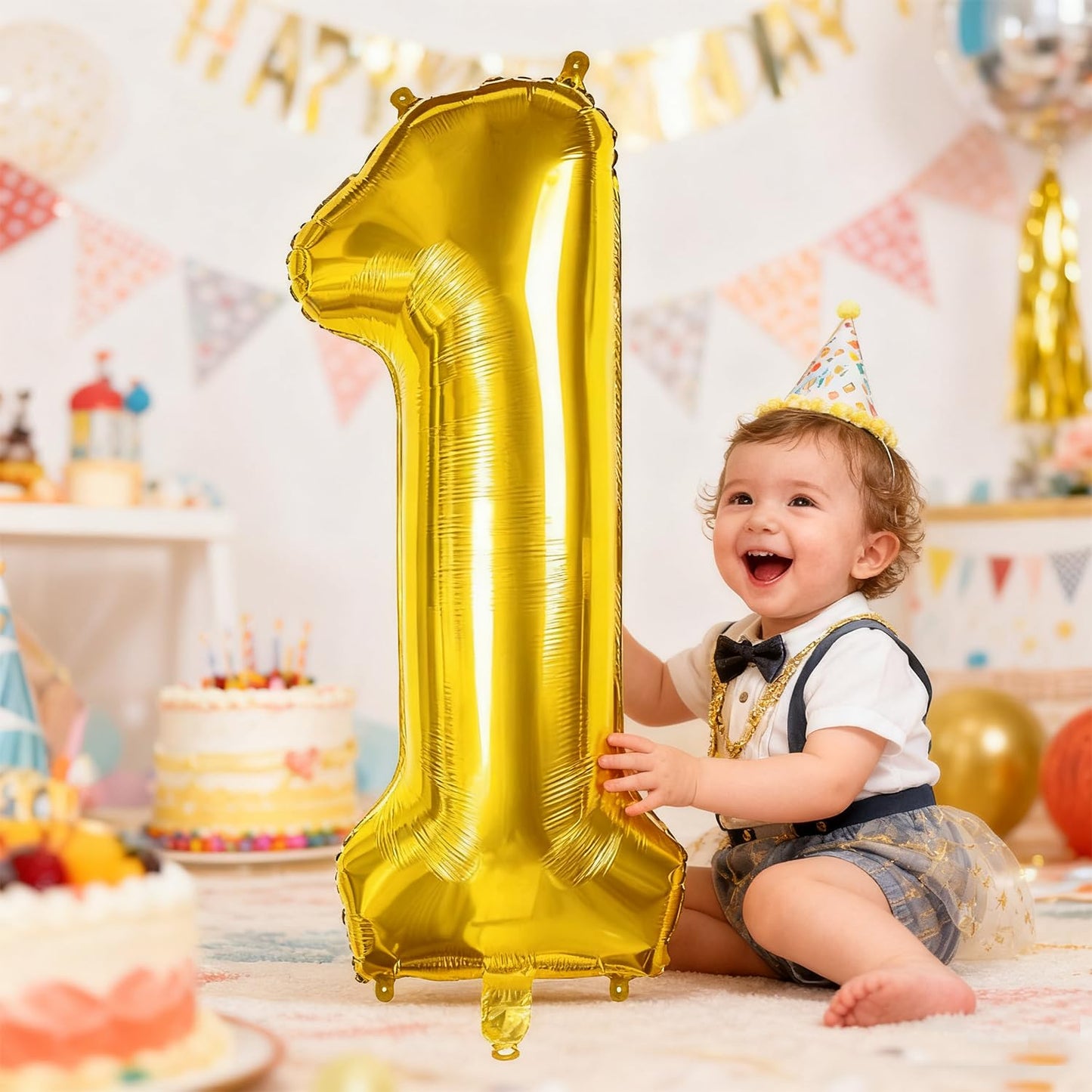 Smlpuame 40-Inch Gold Number 1 Balloon – Large Foil Digit for Parties