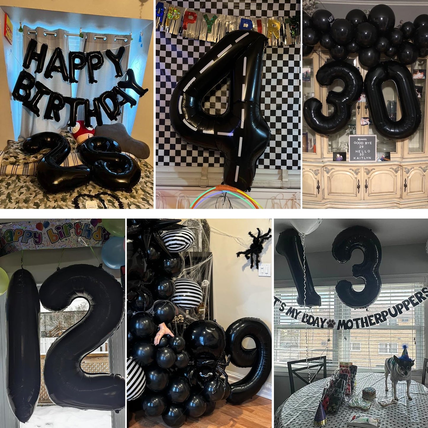 Smlpuame 40-Inch Black Number Balloons (0-9) – 60-Count Digital Foil Balloons for Birthday, Wedding & Anniversary Decor
