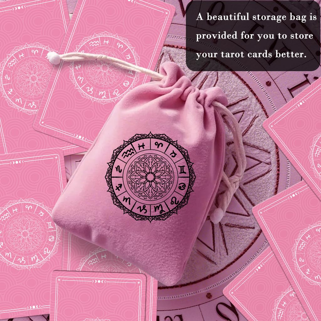 Smoostart Tarot Cards for Beginners – 450GSM Thick Cards, Velvet Storage Bag & Guide Book (78 Cards)