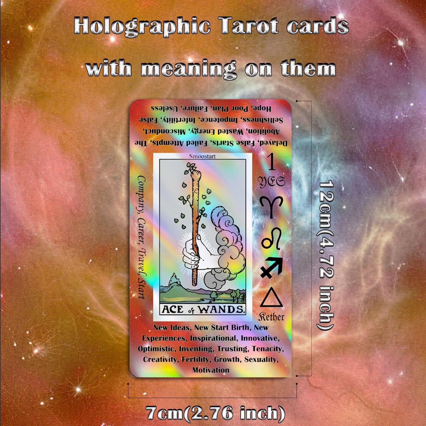 Smoostart Tarot Cards for Beginners with Meanings — Holographic Laser Deck + Guide Book