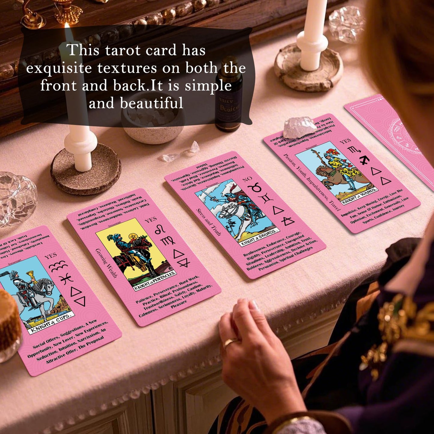 Smoostart Tarot Cards for Beginners – 450GSM Thick Cards, Velvet Storage Bag & Guide Book (78 Cards)