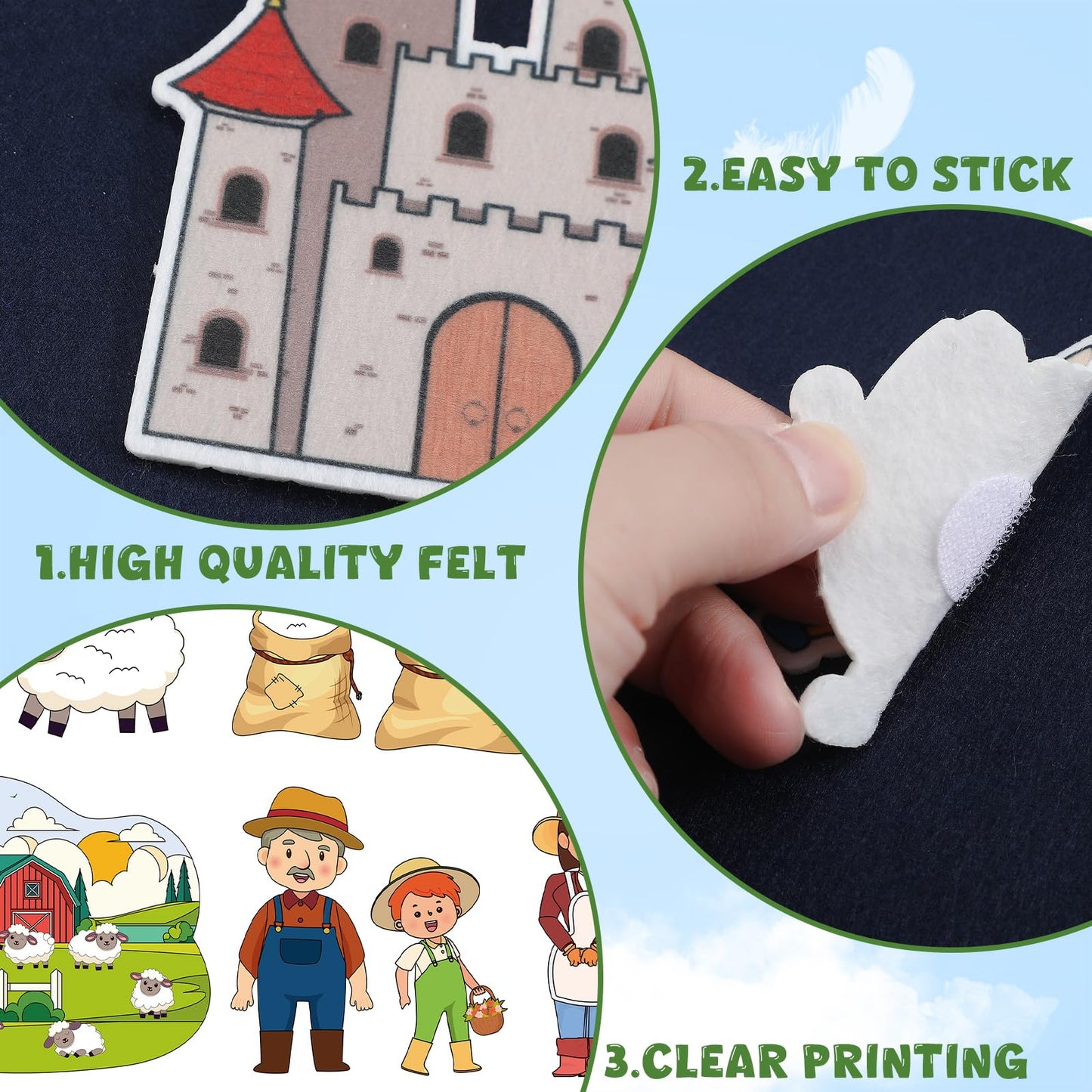 SmoothNovelty 12 Pack Flannel Felt Board Stories – Foldable Preschool Activity Board Kit
