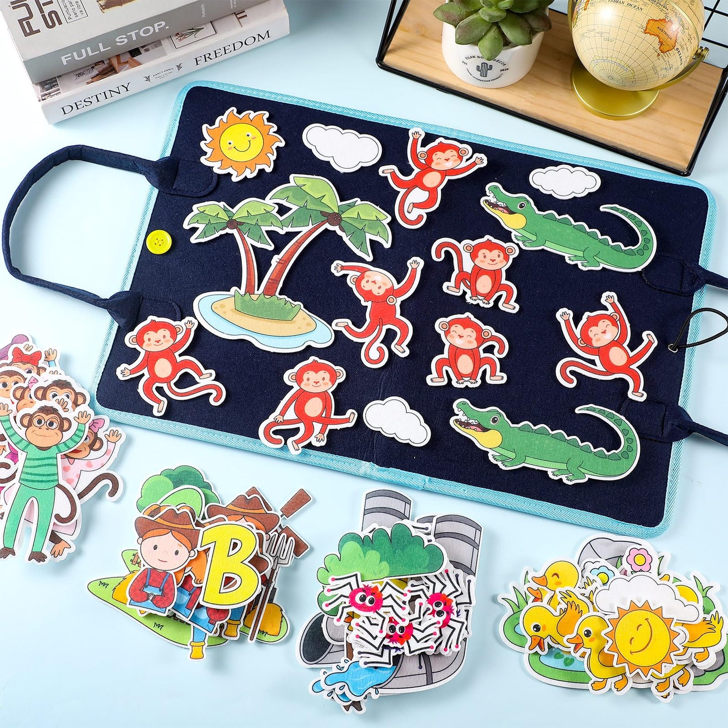 SmoothNovelty 12 Pack Flannel Felt Board Stories – Foldable Preschool Activity Board Kit
