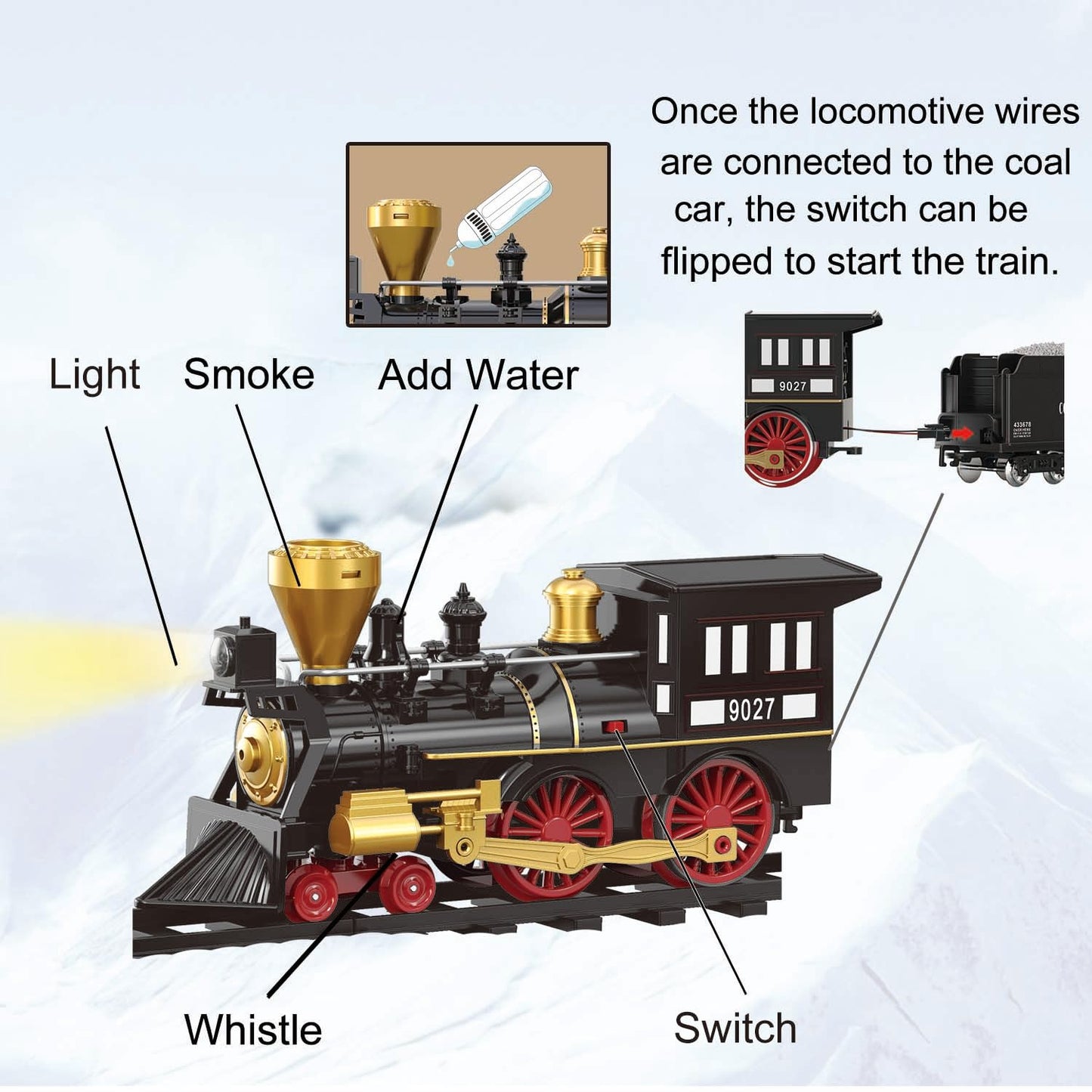 SNACKTANT Train Set for Kids - Remote Control Steam Locomotive Christmas Tree Train (Ages 3-8)