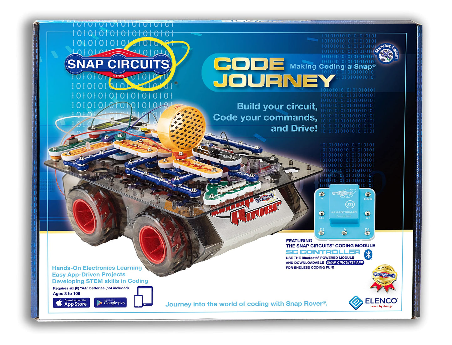 Snap Circuits Code Journey: Bluetooth Coding, Rover Drive Kit for Ages 8–108