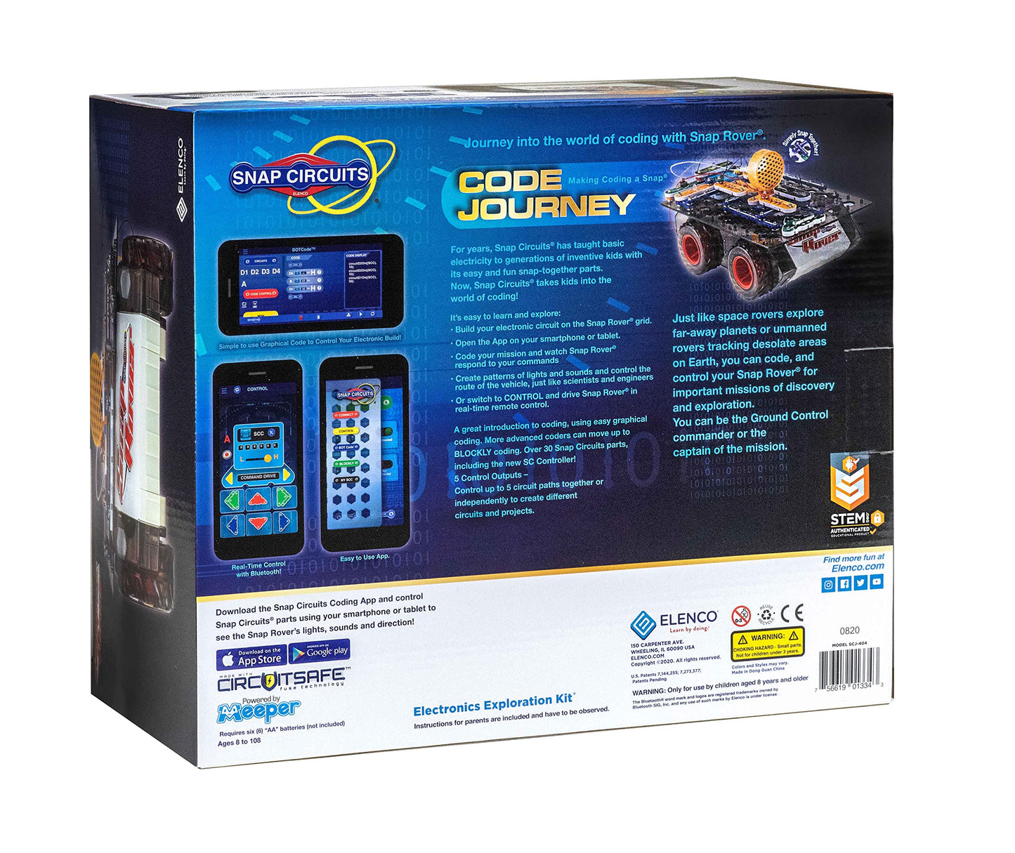 Snap Circuits Code Journey: Bluetooth Coding, Rover Drive Kit for Ages 8–108