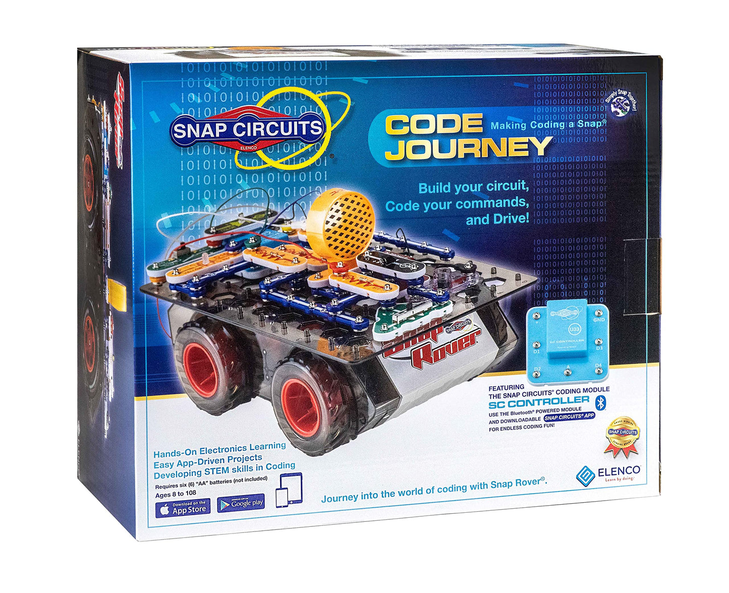 Snap Circuits Code Journey: Bluetooth Coding, Rover Drive Kit for Ages 8–108