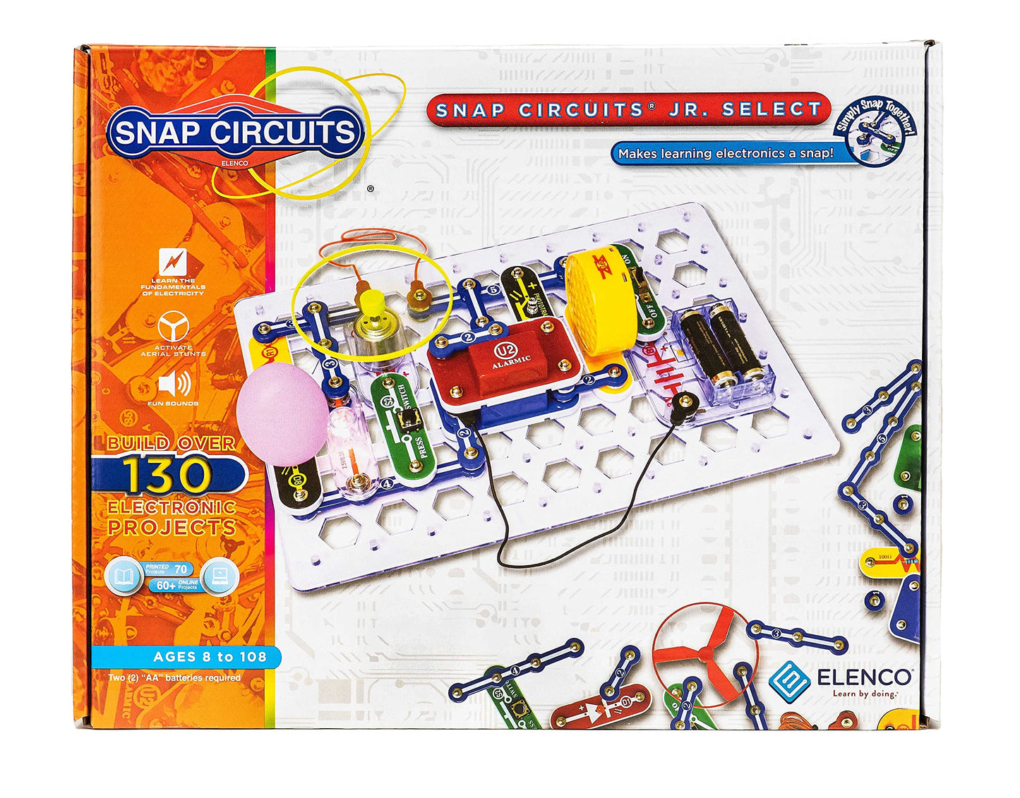 Snap Circuits Jr. Select SC-130 Electronics Exploration Kit – 130+ Projects, 30+ Parts | STEM Toys for Kids 8+