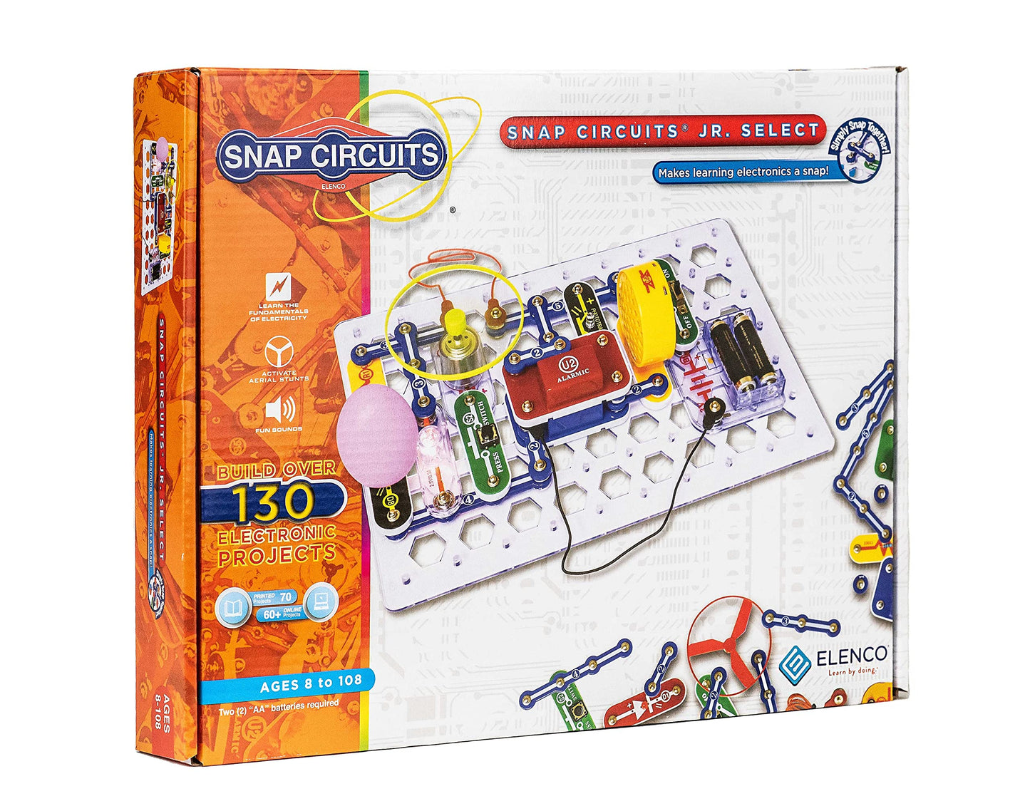 Snap Circuits Jr. Select SC-130 Electronics Exploration Kit – 130+ Projects, 30+ Parts | STEM Toys for Kids 8+