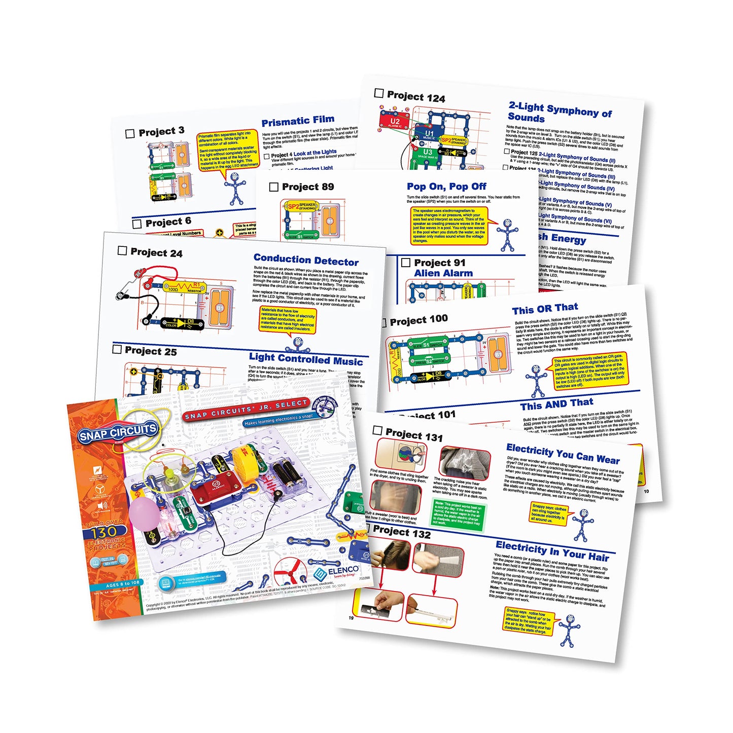 Snap Circuits Jr. Select SC-130 Electronics Exploration Kit – 130+ Projects, 30+ Parts | STEM Toys for Kids 8+