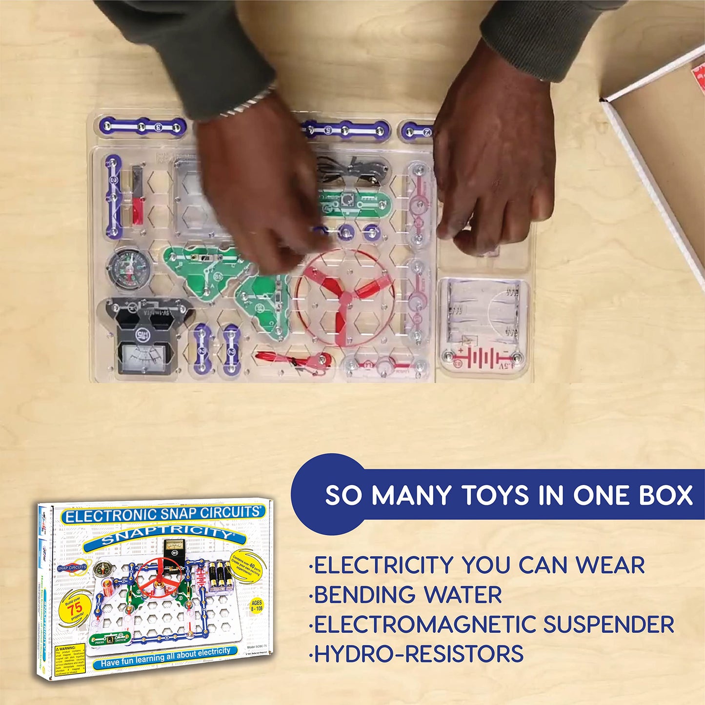 Snap Circuits Snaptricity: Electronics Exploration Kit for Kids 8+ | Safe, Hands-On STEM