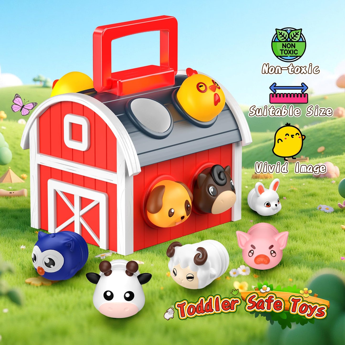 SnapGlowz Farm Animal Montessori Toy Set for Toddlers | 10 Animals, Numbers & Colors