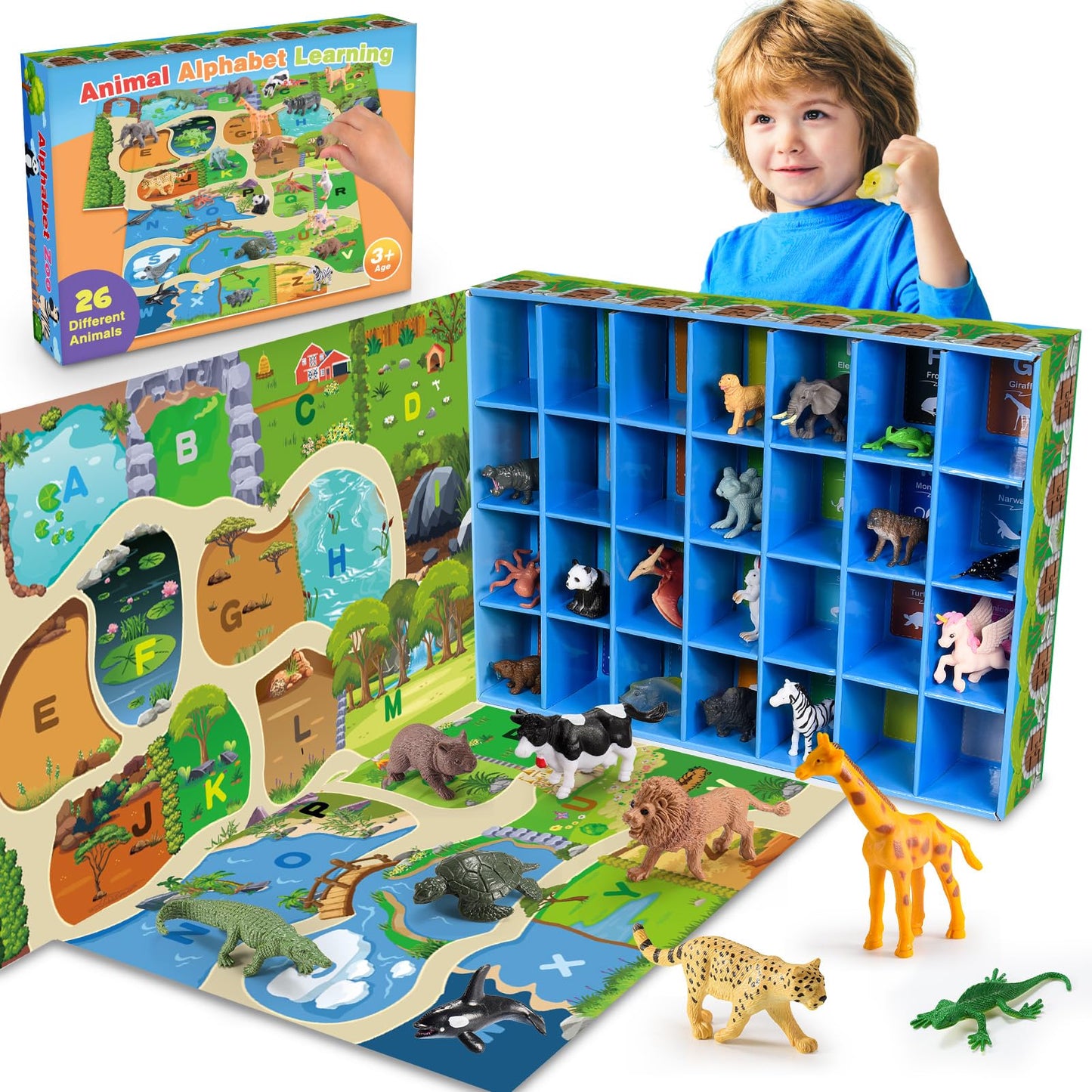 SnapGlowz Farm Animal Toys – 26-Piece Alphabet & Sensory Learning Set for Toddlers