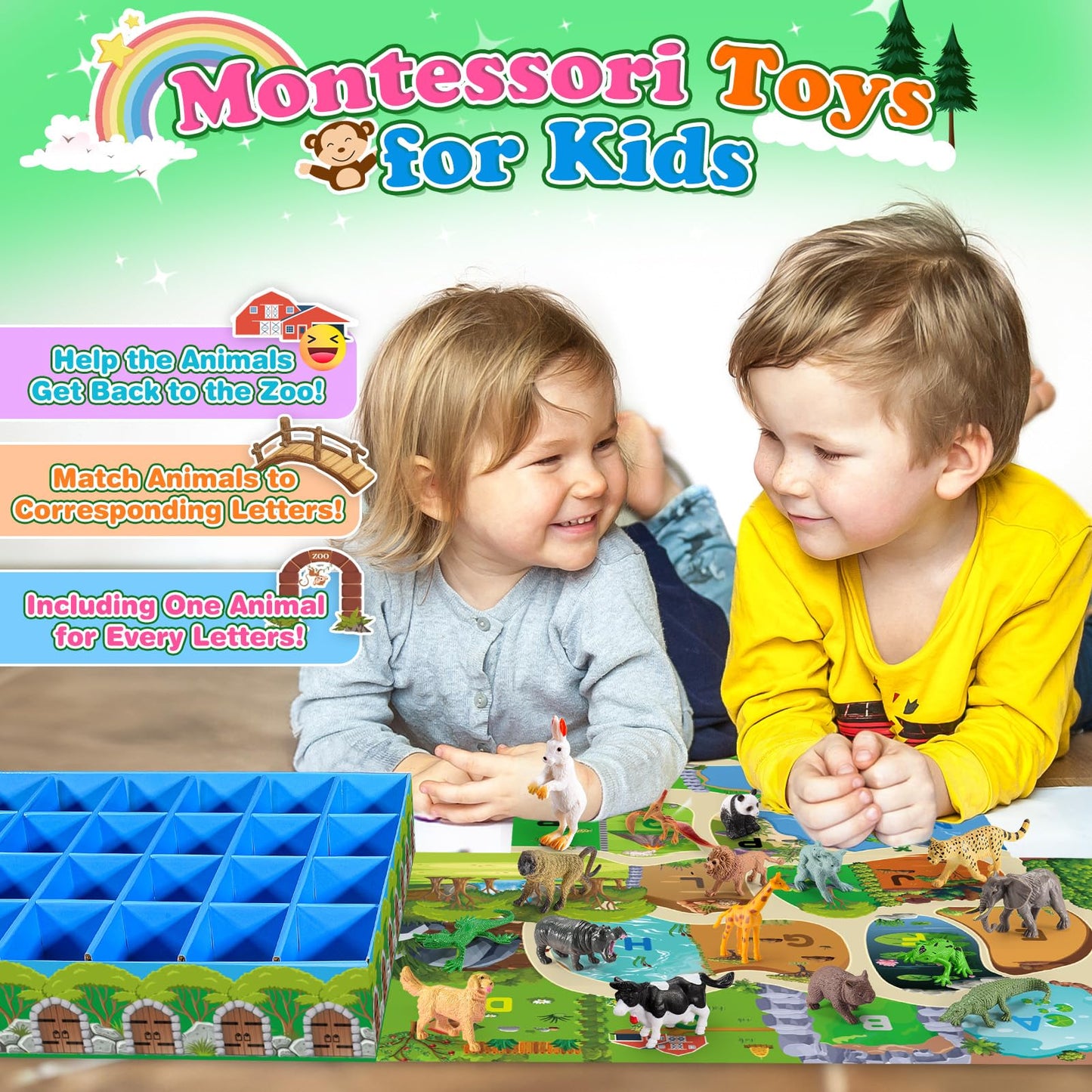 SnapGlowz Farm Animal Toys – 26-Piece Alphabet & Sensory Learning Set for Toddlers