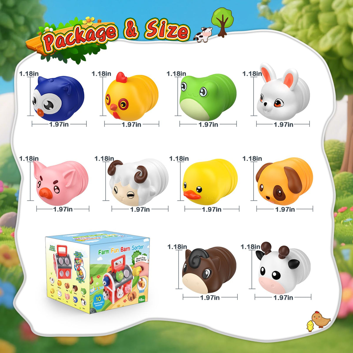 SnapGlowz Farm Animal Montessori Toy Set for Toddlers | 10 Animals, Numbers & Colors