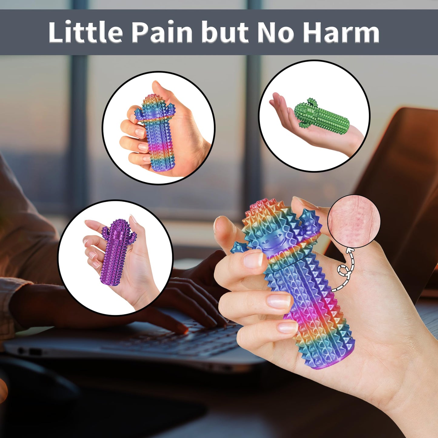 SnapMorph Little Ouchies Cactus Fidget Toy - Spinning Spikes (2pc) Purple & Colorful