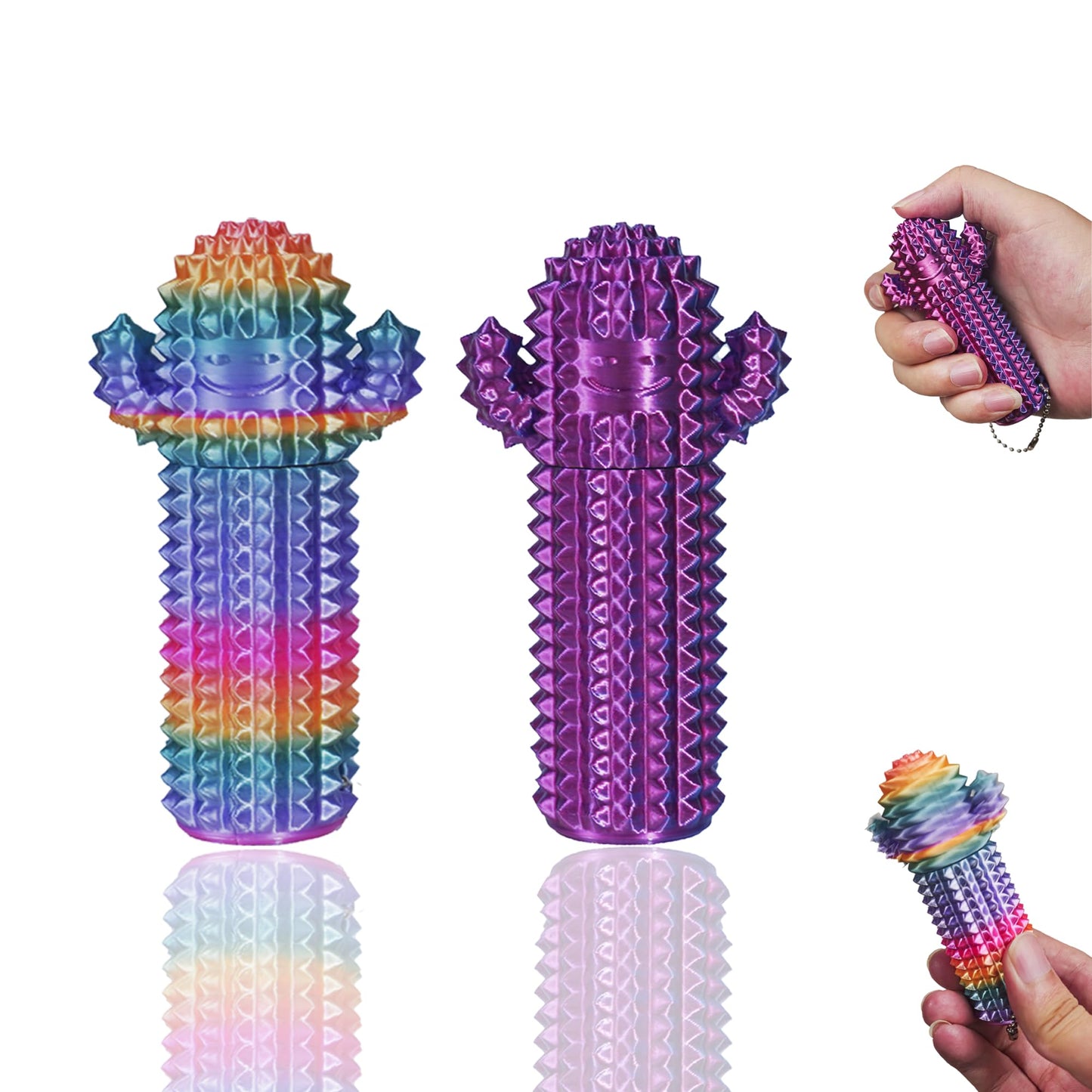 SnapMorph Little Ouchies Cactus Fidget Toy - Spinning Spikes (2pc) Purple & Colorful