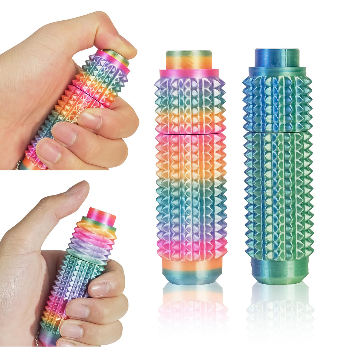 SnapMorph Little Ouchies Fidget Toys 2-Pack – Spinning & Button-Press Anxiety Relief (Adults & Teens) Green & Colorful