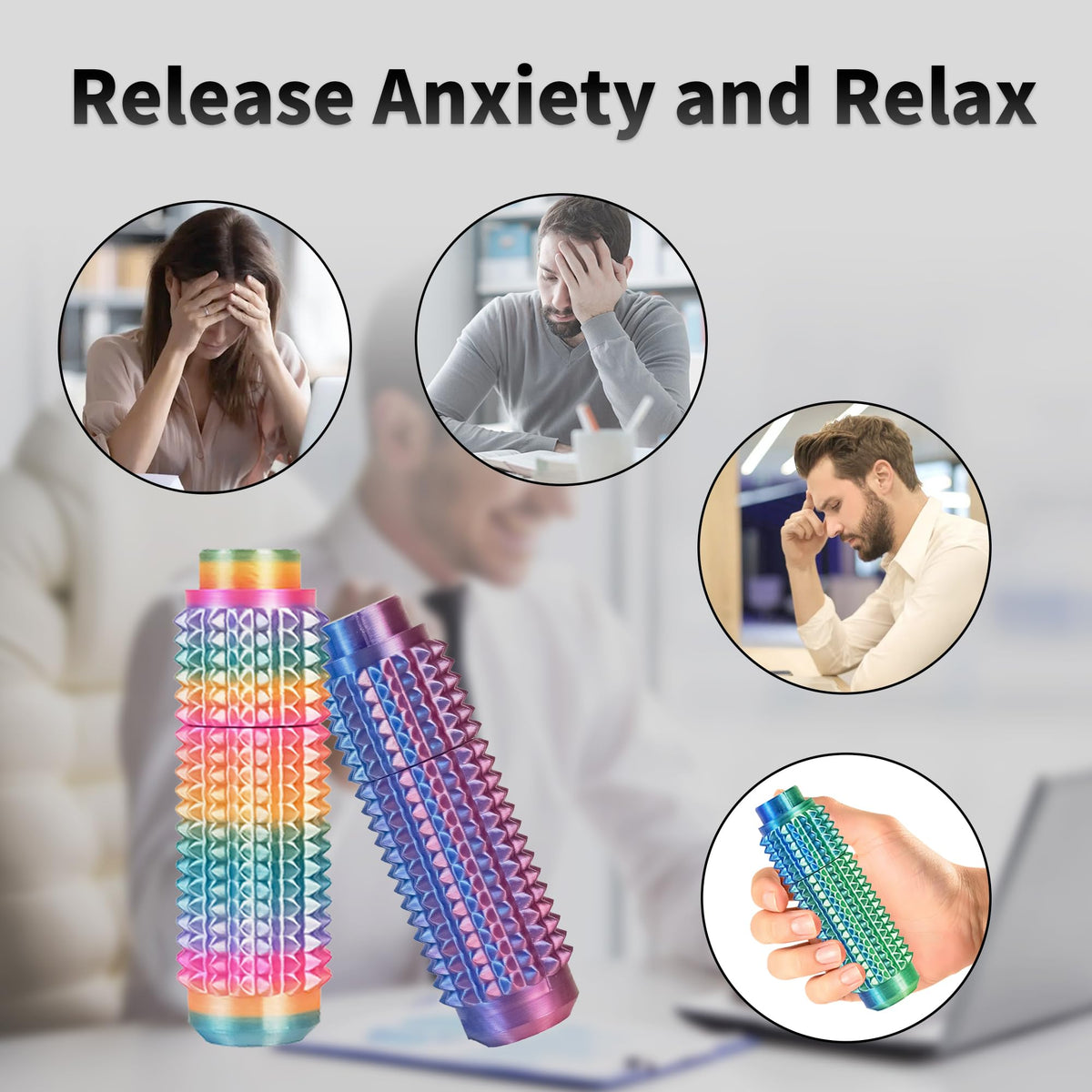 SnapMorph Little Ouchies Fidget Toys 2-Pack – Spinning & Button-Press Anxiety Relief (Adults & Teens) Green & Colorful