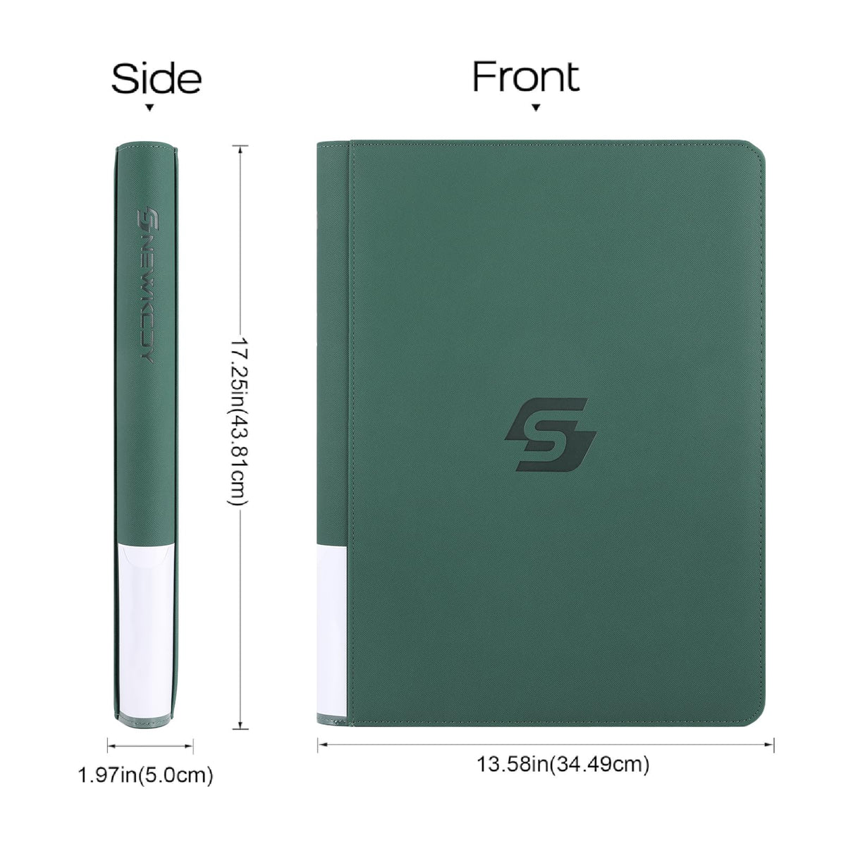 Snekdy Premium 1024-Pocket Card Binder – Waterproof PU Leather, Side-Loading, 16-Pocket Pages, Green